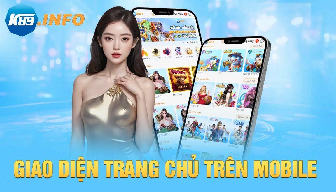 Giao diện trang chủ của nhà cái K89BET trên điện thoại